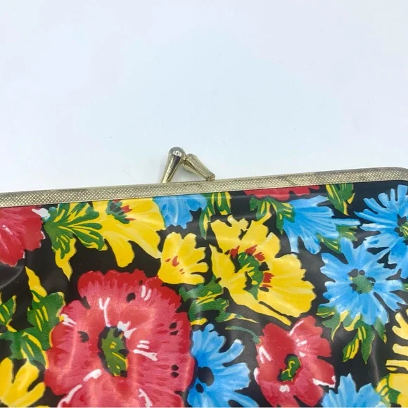 Vintage 60s Floral Kiss Lock Coin Purse Retro Mod Flower Makeup Bag - Picture 6 of 10